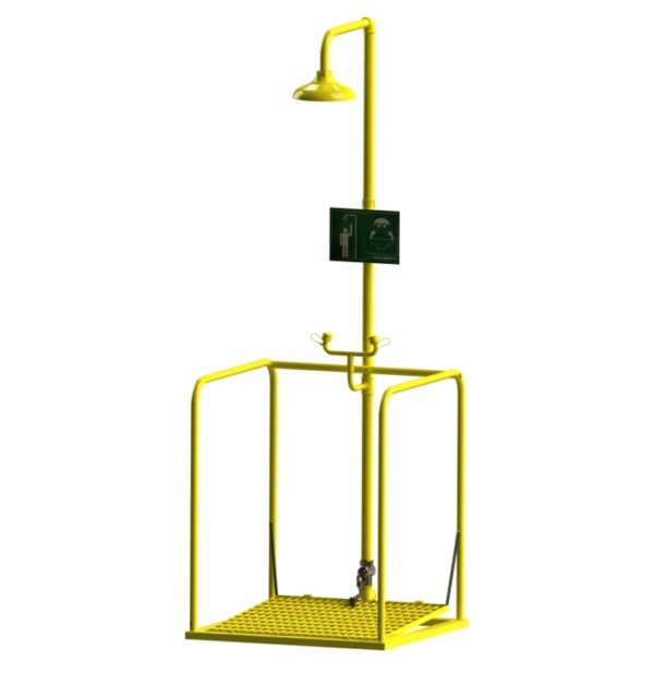 PLATFORM OPERATED EMERGENCY DRENCH SHOWER WITH EYEWASH