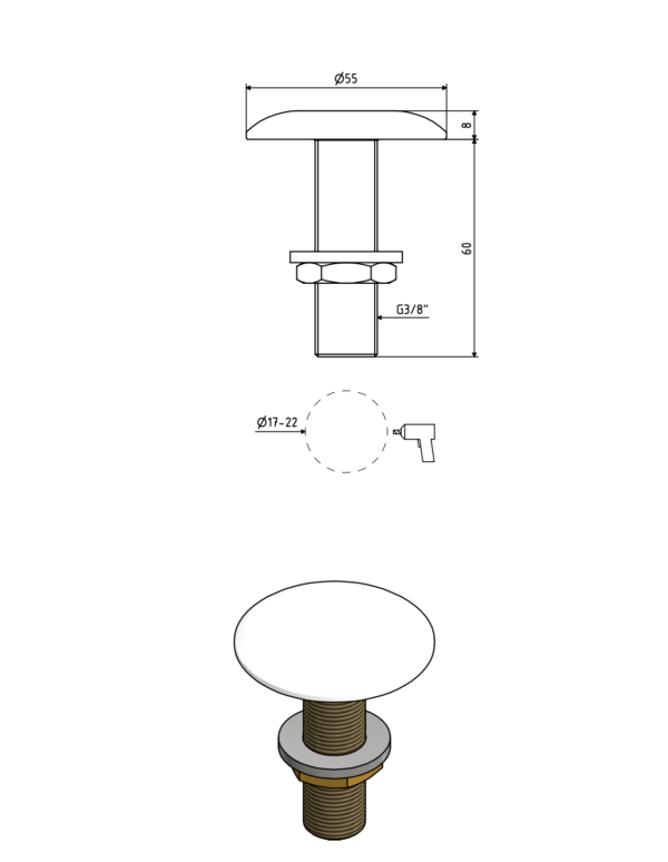 Laboratory Tap Blanking Plug Drawing